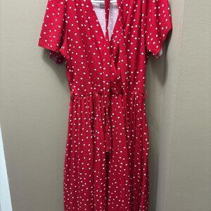 Retro red and white polka dot dress in US size L